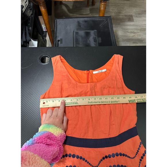 Boden 100% Linen Tank Dress Orange Size 6L Summer Preppy - Picture 5 of 10